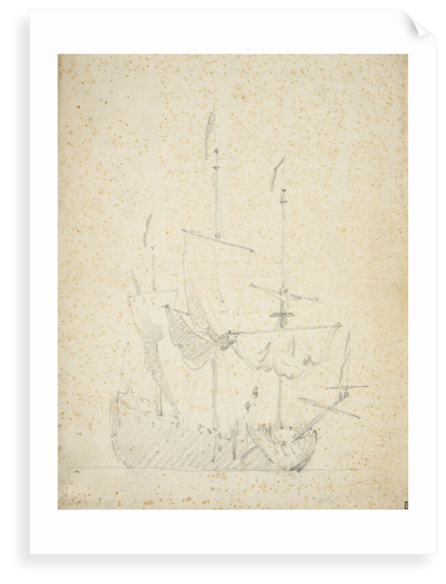An English ship drying sails by Willem Van de Velde the Younger