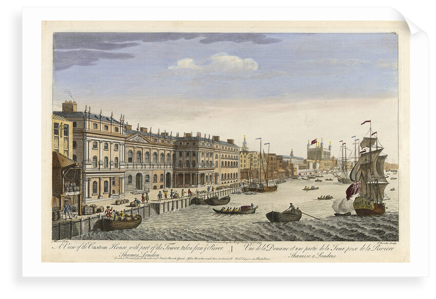 A view of the Custom House with part of the Tower, taken from the River Thames, London by Maurer