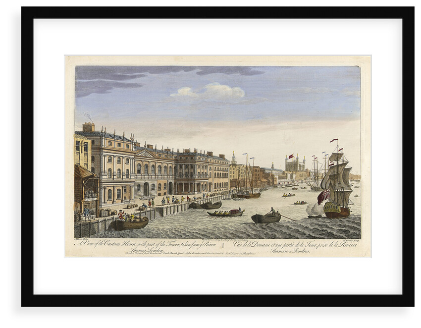 A view of the Custom House with part of the Tower, taken from the River Thames, London by Maurer
