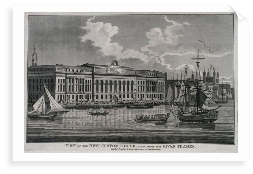 View of the New Custom House, taken from the river Thames by Richard Holmes Laurie