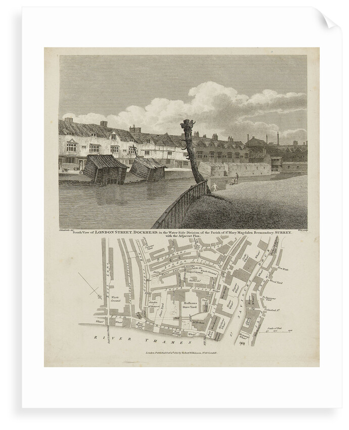 South view of London Street, Dockhead in the Water Side division of the Parish of St Mary Magdalen Bermondsey, Surrey by Robert Bremmel Schnebbelie
