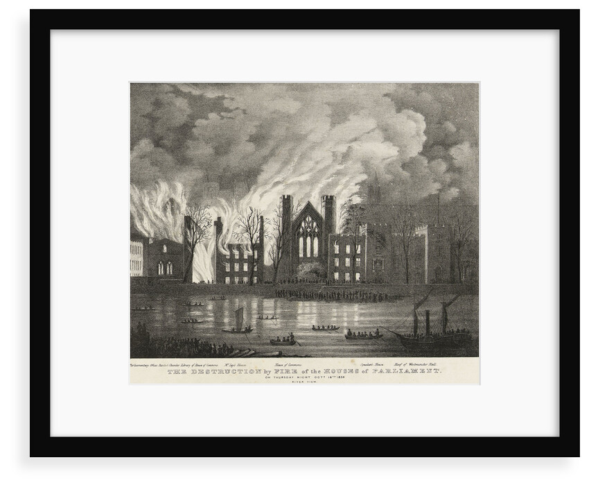 The destruction by fire of the Houses of Parliament on Thursday night, 16 October 1834 by unknown