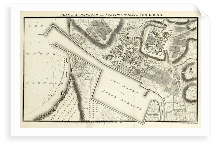Plan of the harbour and fortifications of Boulogne by John Russell