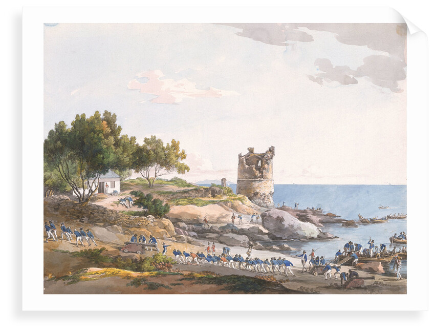 Blue jackets landing artillery and ammunition on Corsica by unknown
