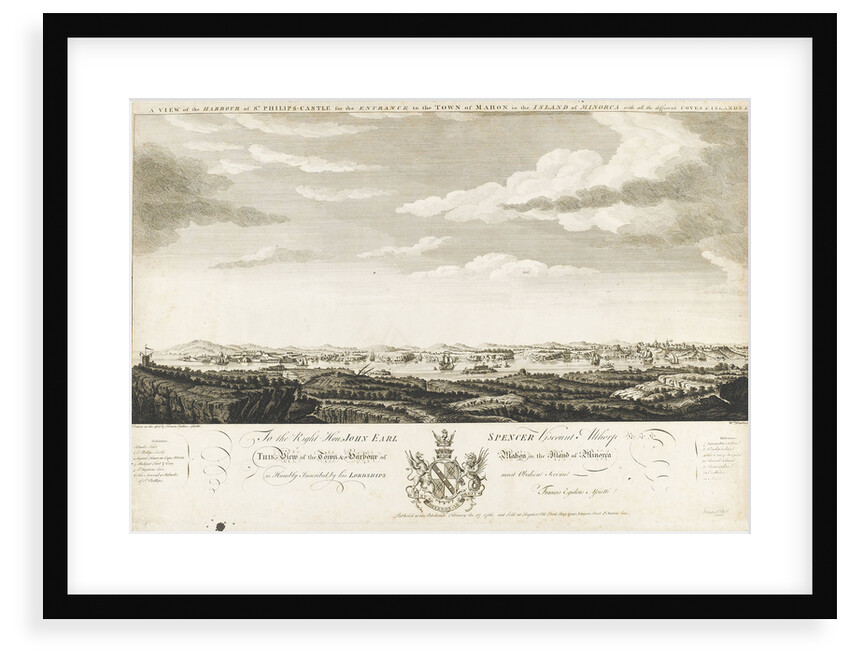 A view of the harbour of St Philips castle for the entrance to the town of Mahon in the island of Minorca by Francis Egideus Assiotti