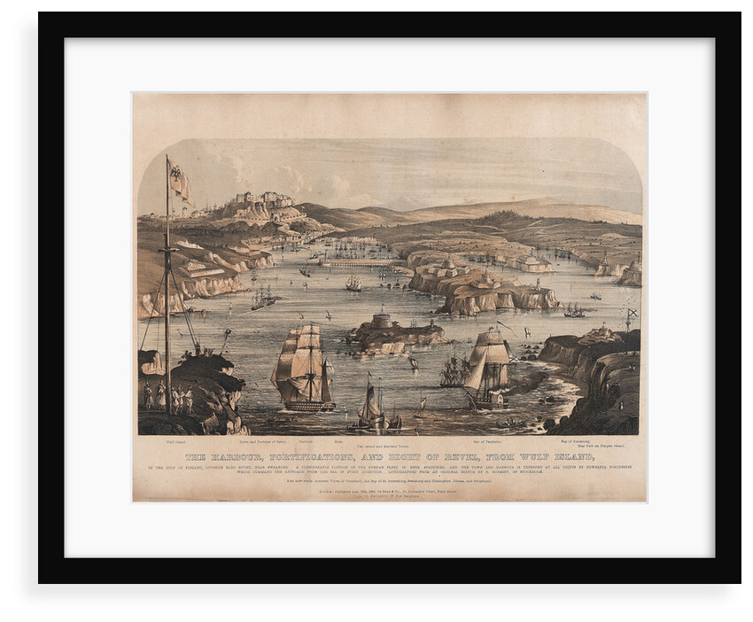 The harbour, fortifications, and Bight of Revel, from Wulf Island, in the Gulf of Finland, opposite Baro Sound, near Sweaborg... by H. Schmidt