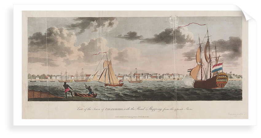 View of the town of Paramaribo, with the road & shipping from the opposite shore by J. Johnson
