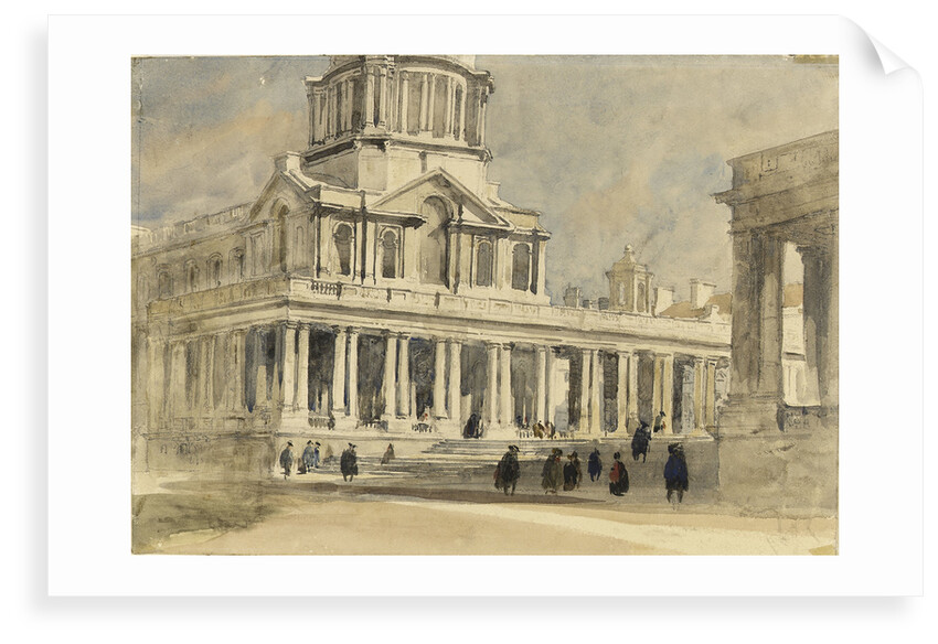 Greenwich Hospital. Exterior view of the chapel colonnade by David Cox