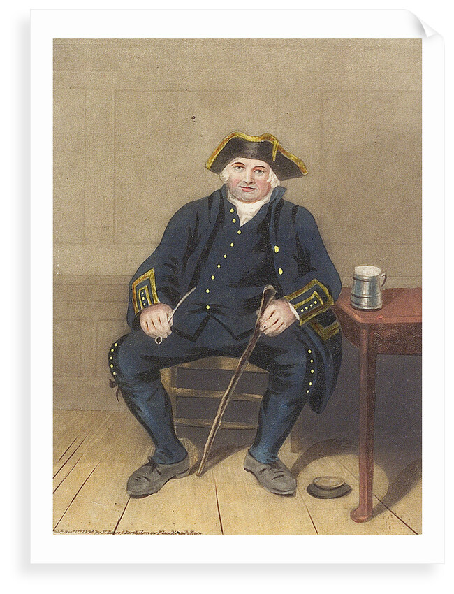 Portrait of Greenwich Pensioner, seated with clay pipe and tankard by Henry Dawe