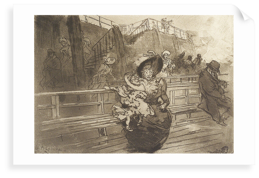 Departure from Greenwich. Scene on deck of Thames passenger vessel by Auguste Lepere