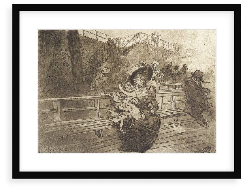 Departure from Greenwich. Scene on deck of Thames passenger vessel by Auguste Lepere