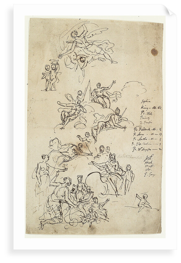 Drawing for the west wall of the Painted Hall by James Thornhill