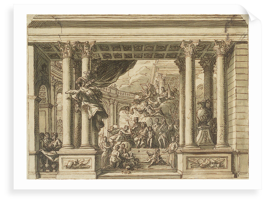 The Painted Hall, Greenwich Hospital: design for the west wall by James Thornhill
