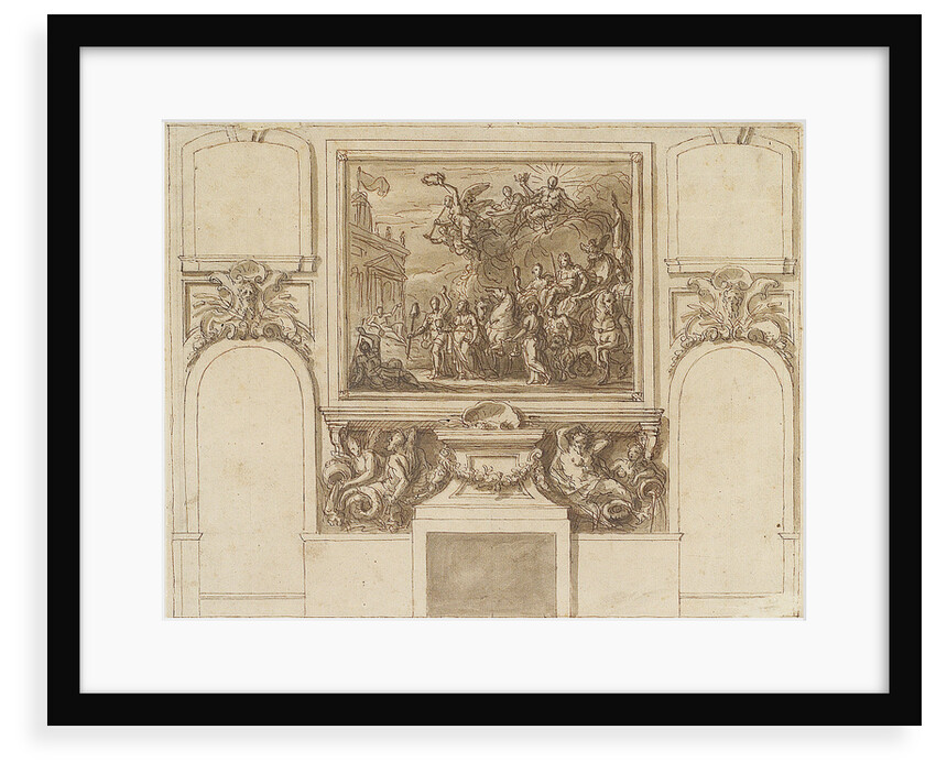 The Painted Hall, Greenwich Hospital: sketch for George I landing at Greenwich on the north wall, upper hall by James Thornhill