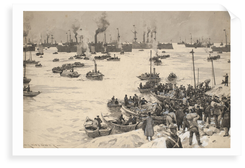 Japanese troops landing in Korea by Charles M. Padday