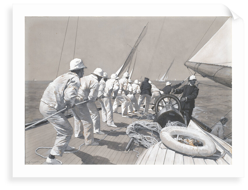 A pull on the main sheet on board 'Brynhild', winner of the Kings Cup by Charles M. Padday