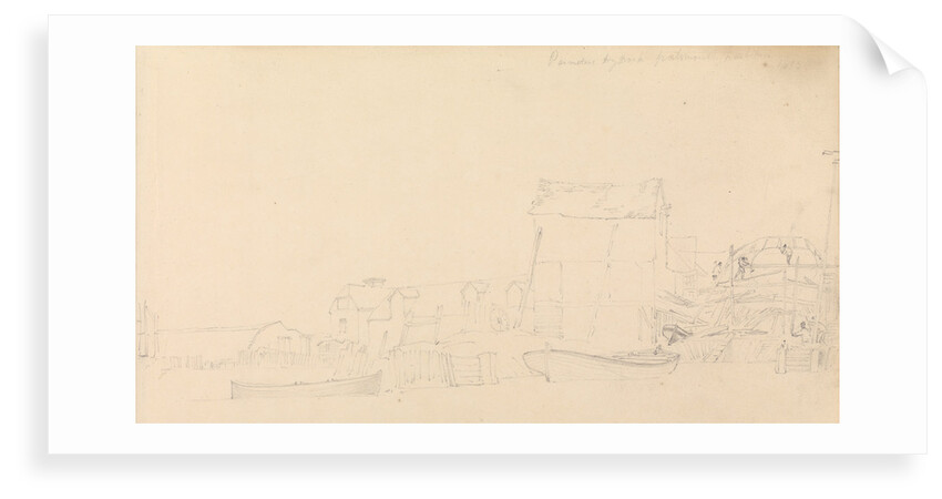 Drawing of Parmiters? Dry dock Portsmouth harbour ,1813 by John Christian Schetky
