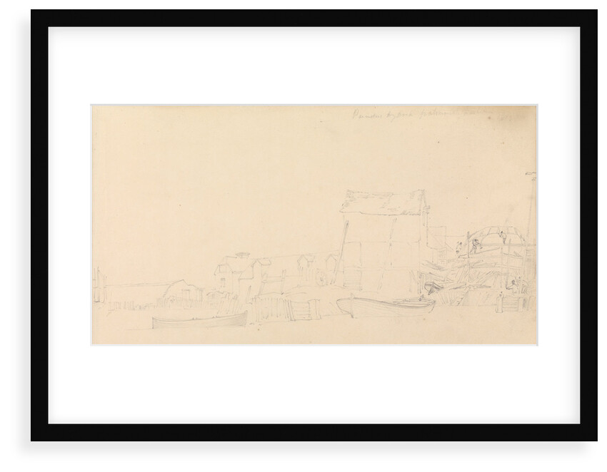 Drawing of Parmiters? Dry dock Portsmouth harbour ,1813 by John Christian Schetky