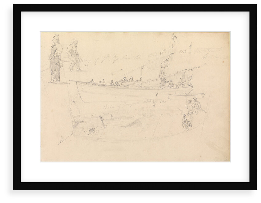 Studies of fishermen and craft, Portsmouth, 1813 by John Christian Schetky