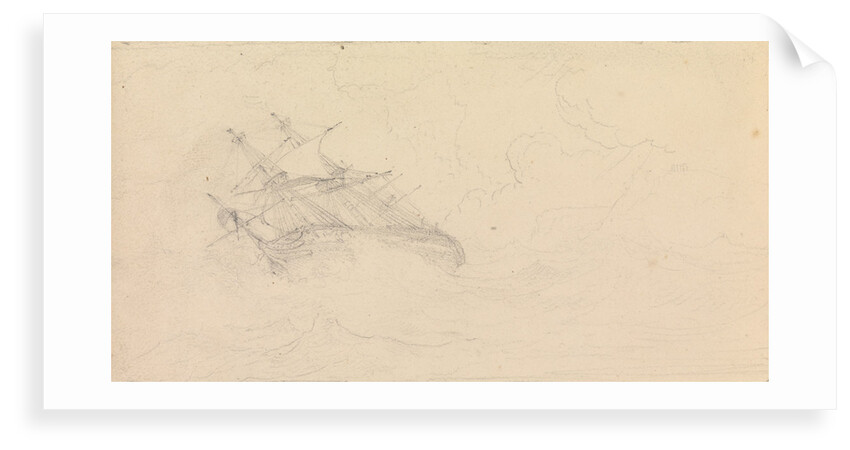A naval frigate in a storm by John Christian Schetky