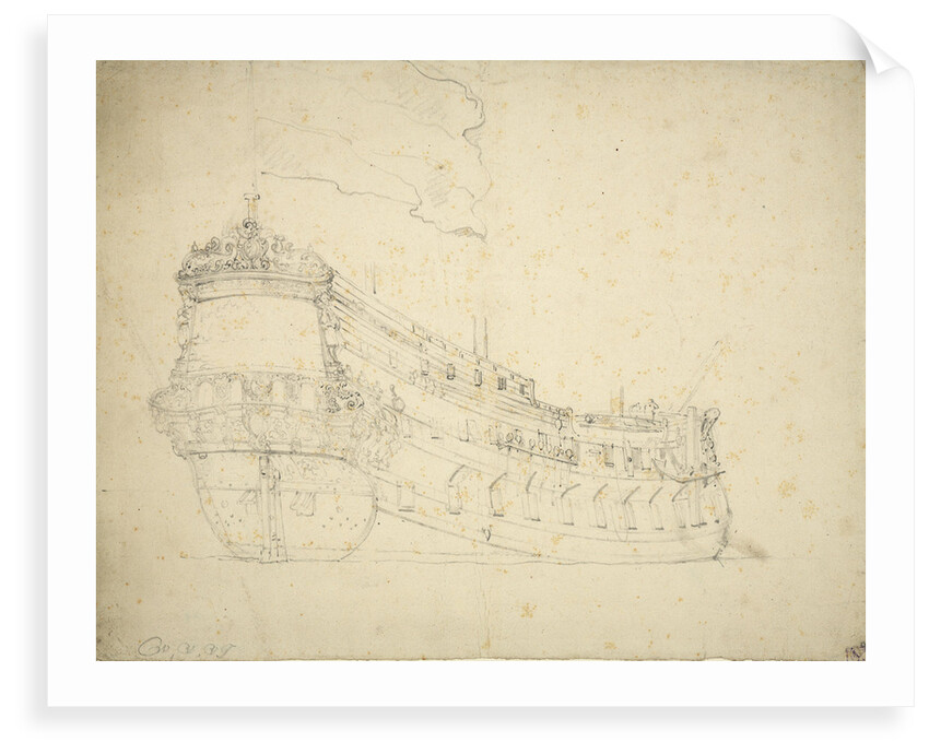 Portrait of the 'Wakende Boei' by Willem Van de Velde the Younger