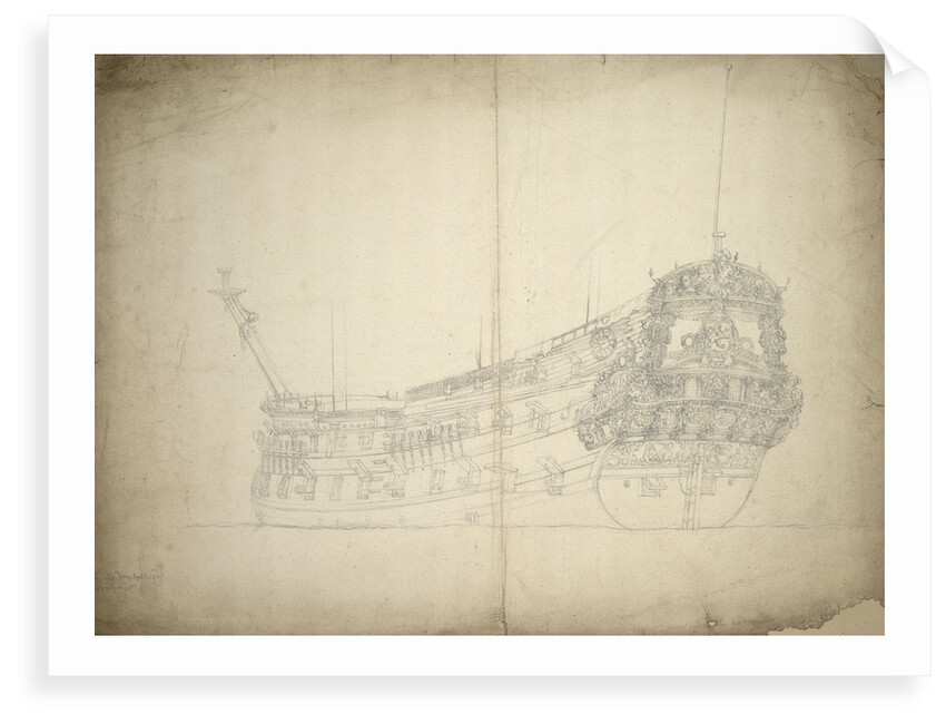 Portrait of 'Vereenigde Provincien' (built circa 1665), 48 guns, last mentioned 1667 by Willem van de Velde the Elder