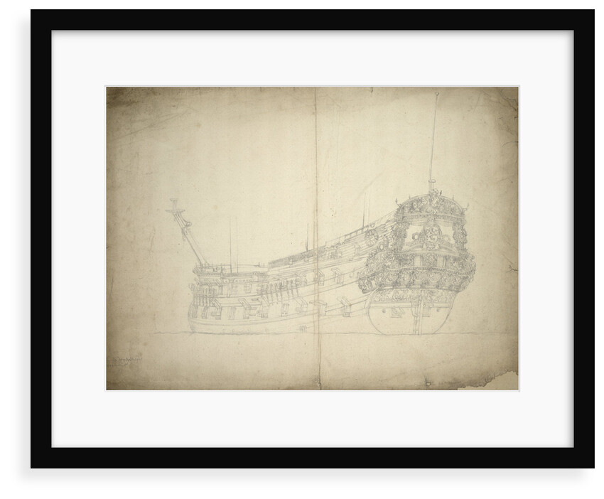 Portrait of 'Vereenigde Provincien' (built circa 1665), 48 guns, last mentioned 1667 by Willem van de Velde the Elder
