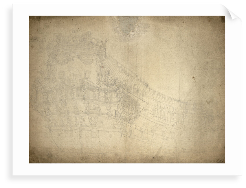 Portrait of the 'Reiger'? Amsterdam. Built 1665. 72-guns. Also called 'Reigersbergen' by Willem van de Velde the Elder