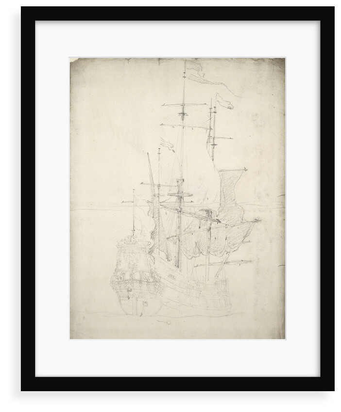 Portrait of the 'Overijssel'. Built 1650. 30-guns. Obsolete 1686 by Willem Van de Velde the Younger