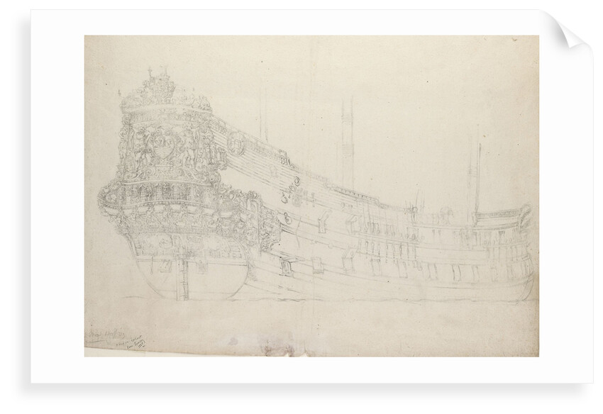 Portrait of the 'Walcheren Zeeland'. East Indiaman. Built 1661 by Willem van de Velde the Elder