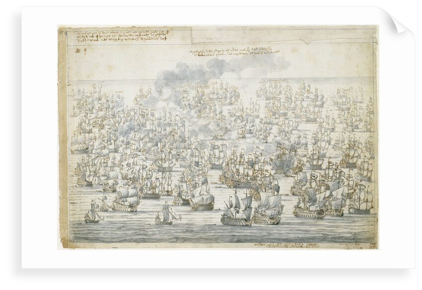 The Battle of Lowestoft, 3 June 1665, after the blowing up of the 'Eendracht' by Willem van de Velde the Elder