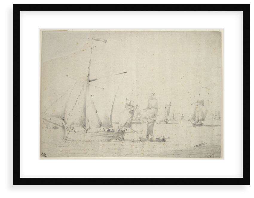 An English galliot close-hauled in a light breeze by Willem van de Velde the Elder