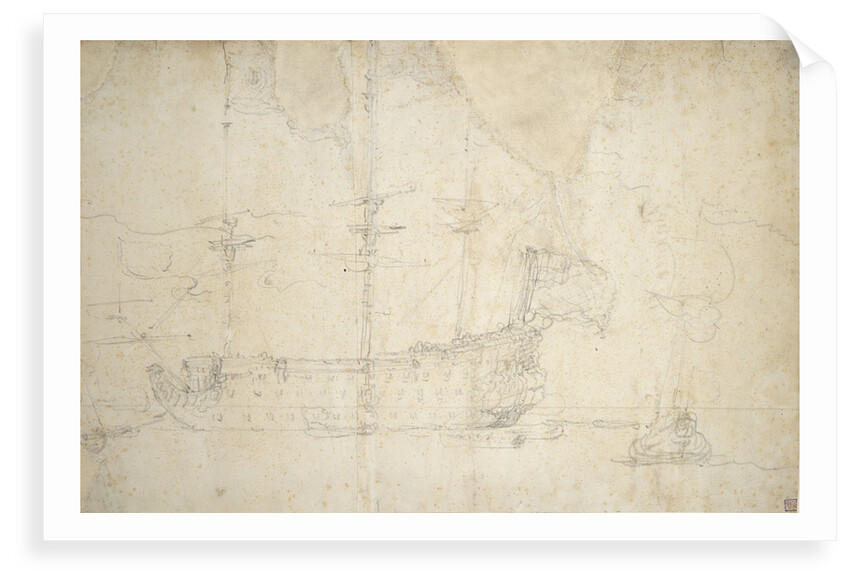 'Royal Sovereign (Br, 1637) at anchor with the standard at the main by Willem van de Velde the Elder