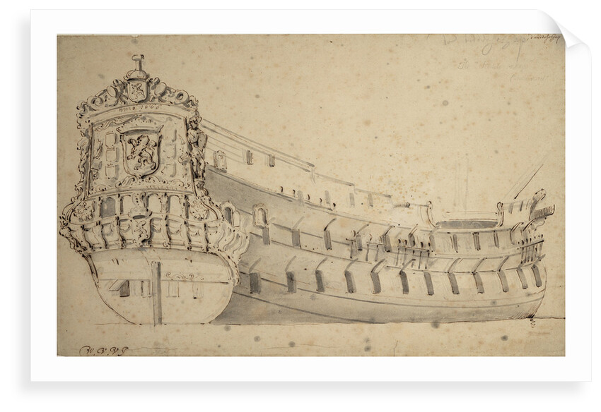 Portrait of the 'Ridderschap', 66 guns, of the Admiralty of the Maas, built in 1666 and lost at sea in 1690 by Willem Van de Velde the Younger