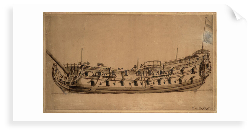 An English forth-rate of about 42-guns by Willem Van de Velde the Younger