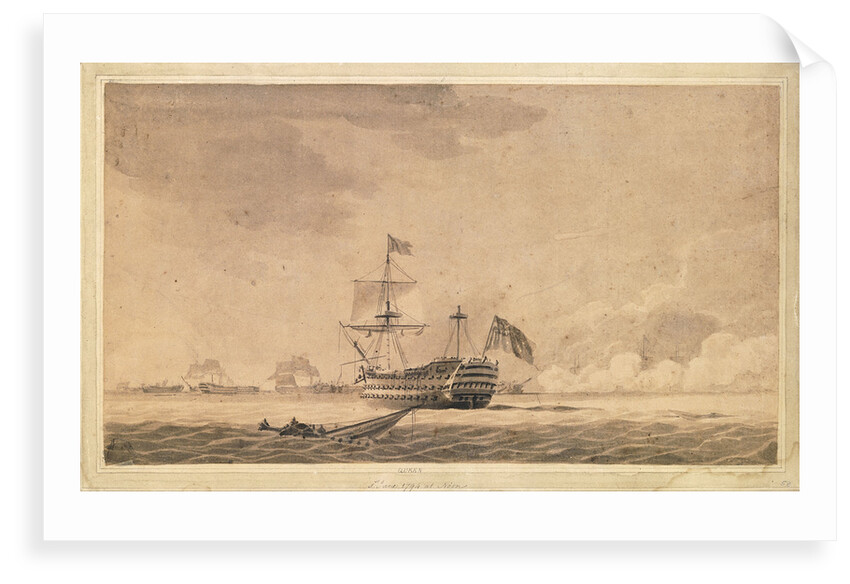 'Queen' on 1 June 1794 at noon, during the Battle of the Glorious First of June by Robert Cleveley