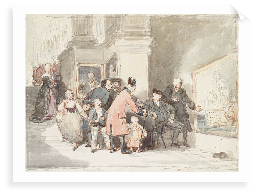 Sketch for 'A Tale of Trafalgar' showing a Greenwich pensioner, a Chelsea pensioner and other visitors in the Painted Hall by John Burnet