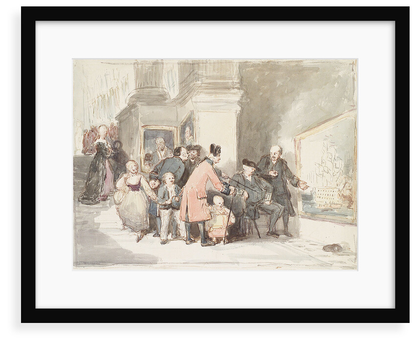 Sketch for 'A Tale of Trafalgar' showing a Greenwich pensioner, a Chelsea pensioner and other visitors in the Painted Hall by John Burnet