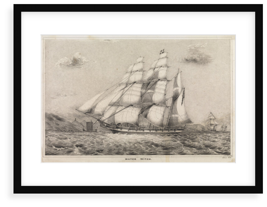 Water Witch Opium Clipper barque built by Kidderpore 1831, shown 1856 off China coast by F G Hely