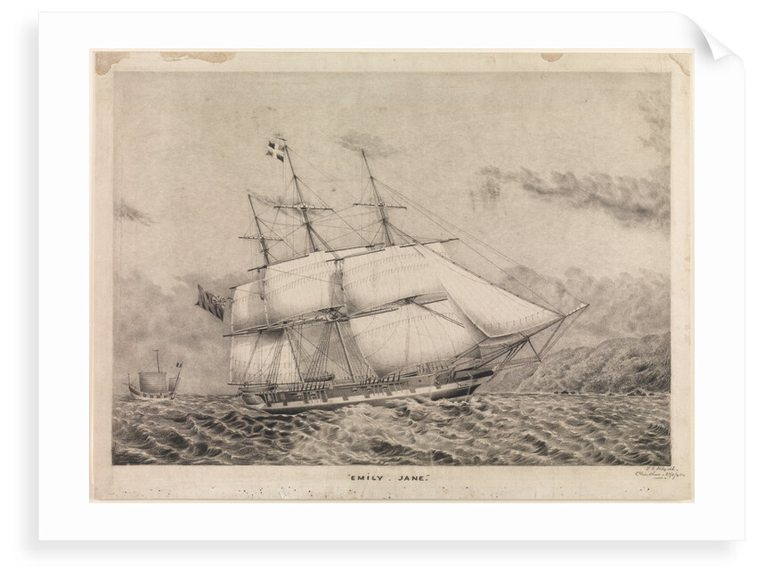 Emily Jane opium clipper ship (shown off China coast 1845) by F G Hely