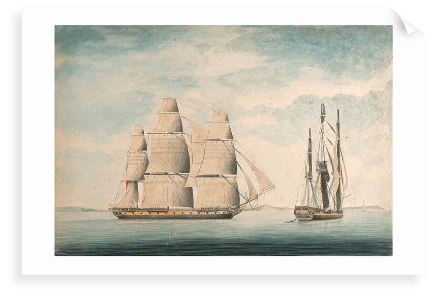 Commencement of the action between the 'Crescent' and 'La Reunion' off Cape Barfleur 20 October 1793 by William Nepecker Juste