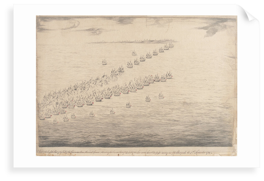 The English fleet attacking the French off Chesapeake Bay, 5 September 1781 by unknown