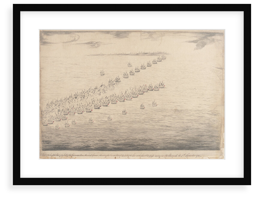 The English fleet attacking the French off Chesapeake Bay, 5 September 1781 by unknown