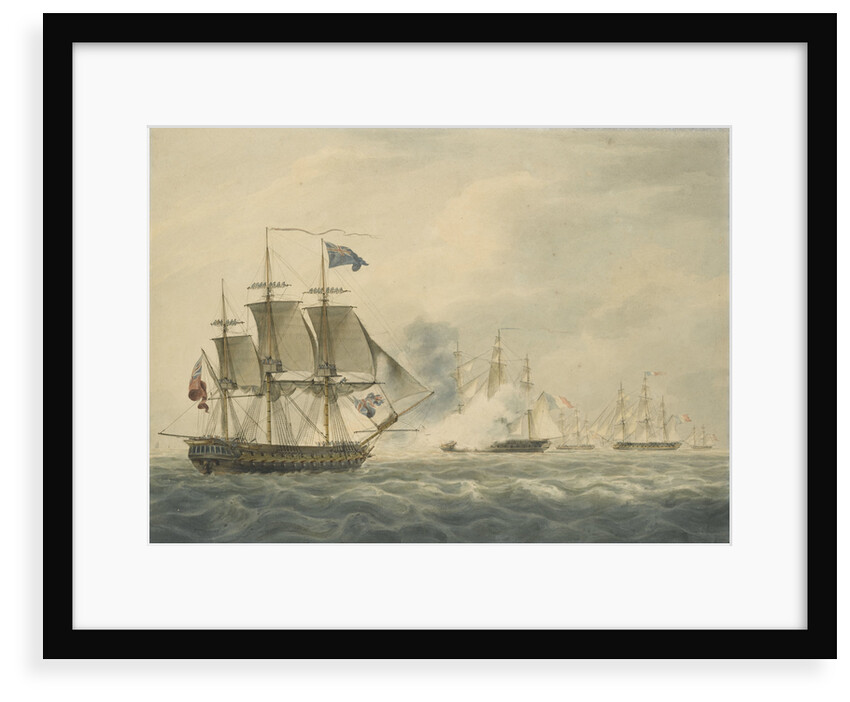 HMS 'Majestic' bearing down to attack the 'Terpsichore' and 'Atalante' 3 February 1814 by W. Anderson