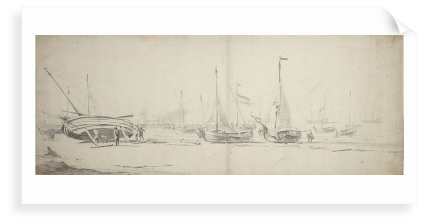 Pinks and weyshuits hauled ashore by Willem Van de Velde the Younger