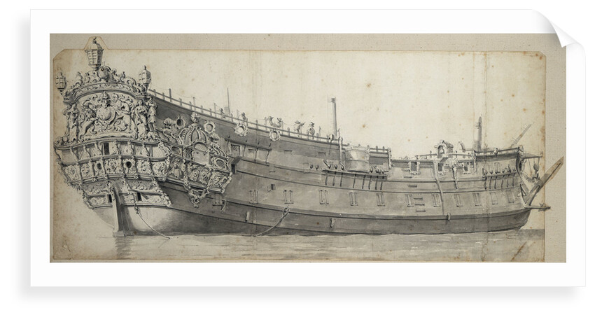 English two-decker, possibly the 'Yarmouth', built in 1653 and broken up in 1680 by Willem van de Velde the Elder