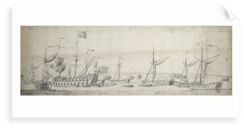 The 'Tiger' and yachts at anchor off the Isle of Sheppey by Willem van de Velde the Elder