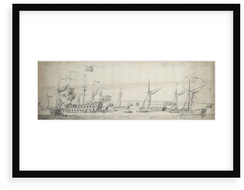 The 'Tiger' and yachts at anchor off the Isle of Sheppey by Willem van de Velde the Elder