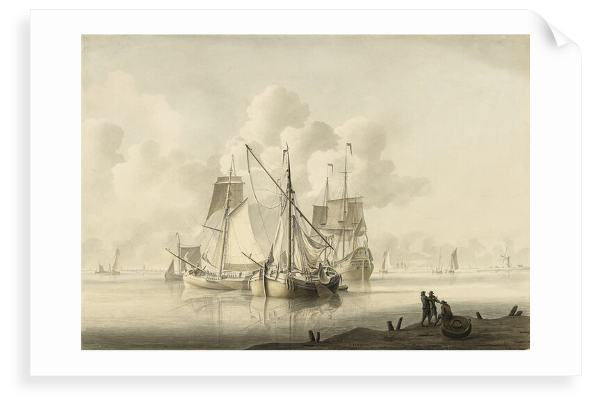 Kraak and other craft becalmed by Pieter Aartsz Blauw