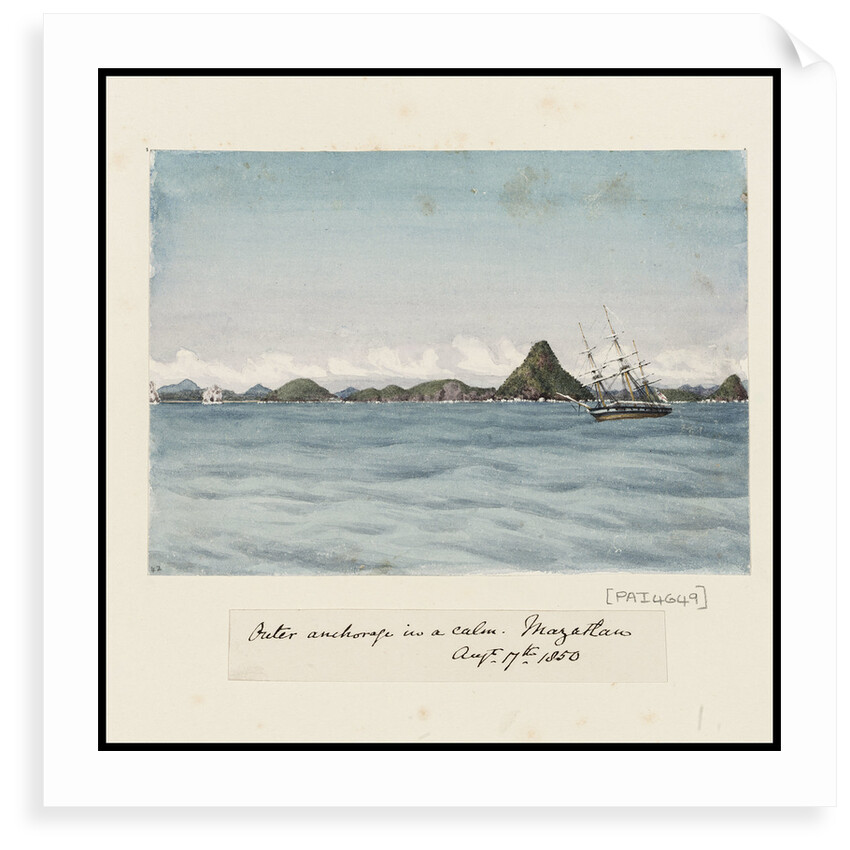 Small fishing vessel coming alongside a larger one by Herbert Stanley Vaughan